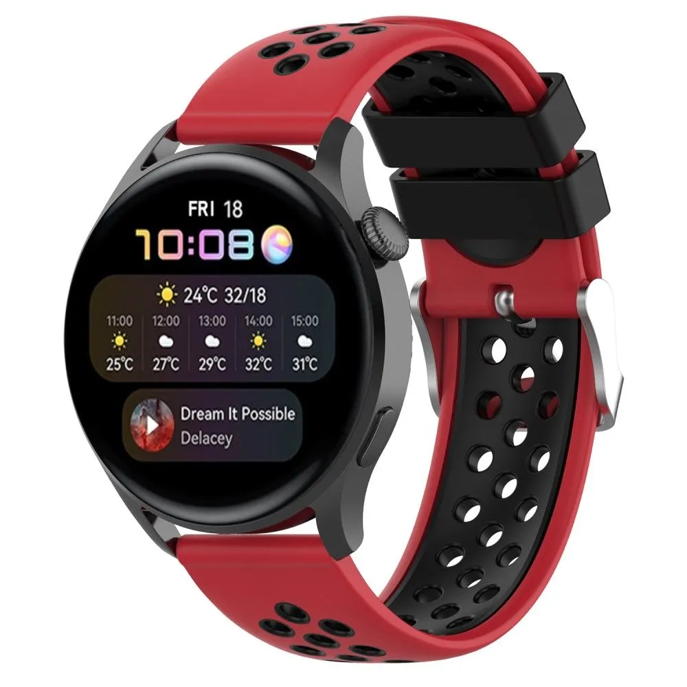 20mm Universal dual color silicone watch strap - Red / Black