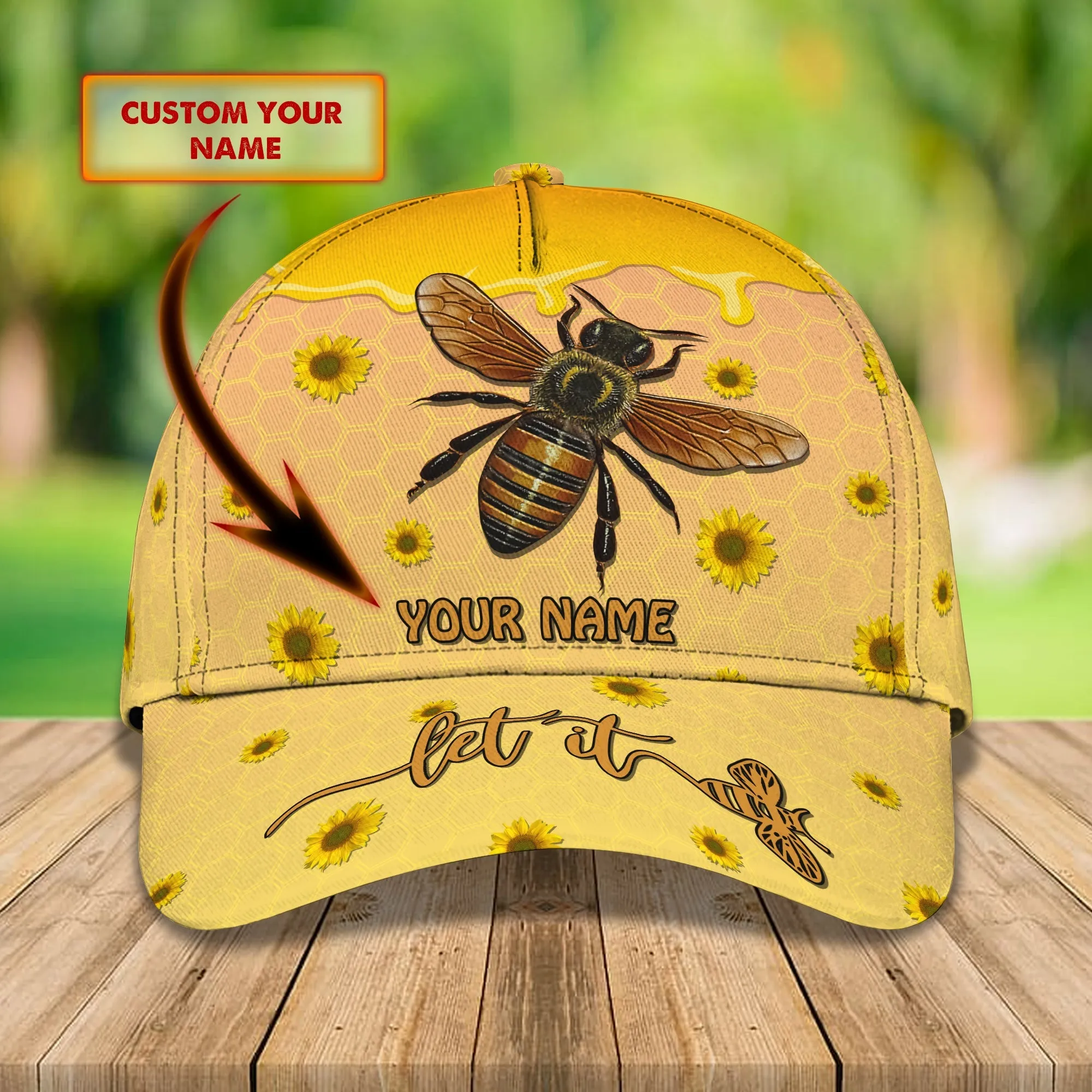 3D Classic Cap Bee 04 Personalized Name Cap Namashops