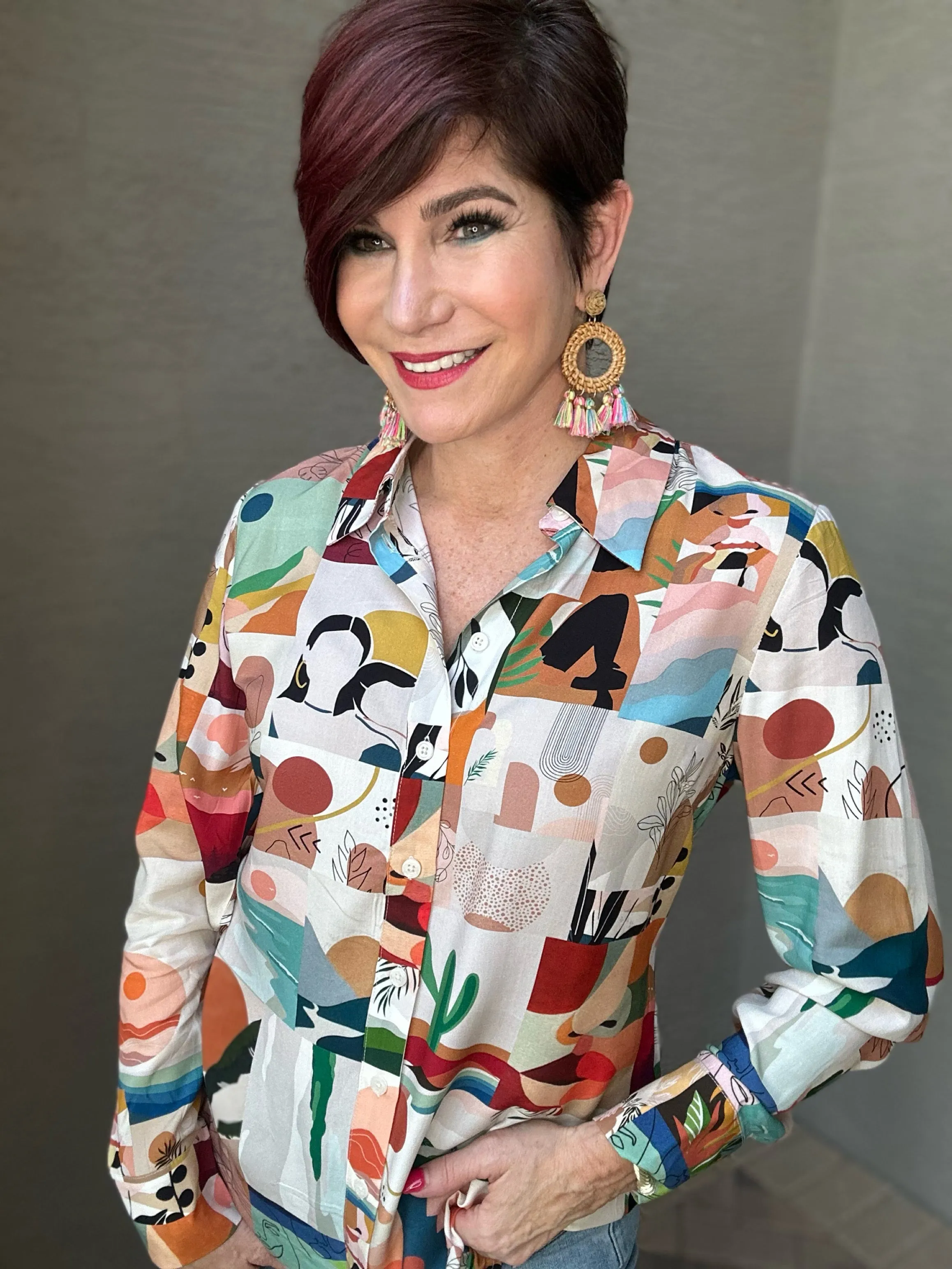 Bohemian Print Long Sleeve Buttondown