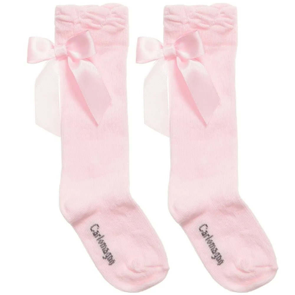 Carlomagno Socks Satin Bow Knee High