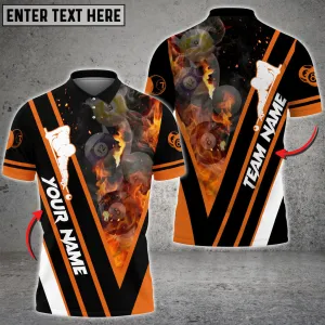 Coolspod Multi Color Billiards Flame Premium Customized Name 3D Polo Shirt