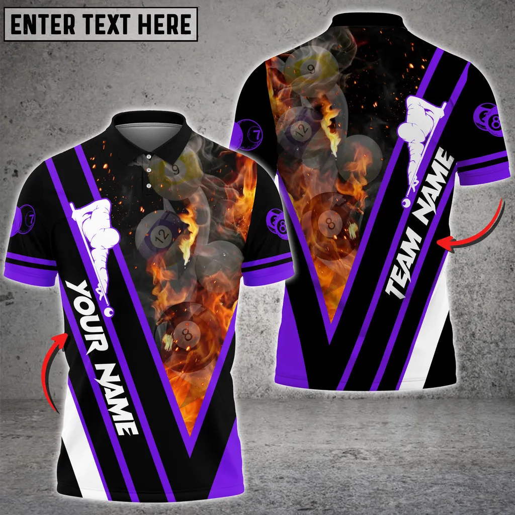 Coolspod Multi Color Billiards Flame Premium Customized Name 3D Polo Shirt