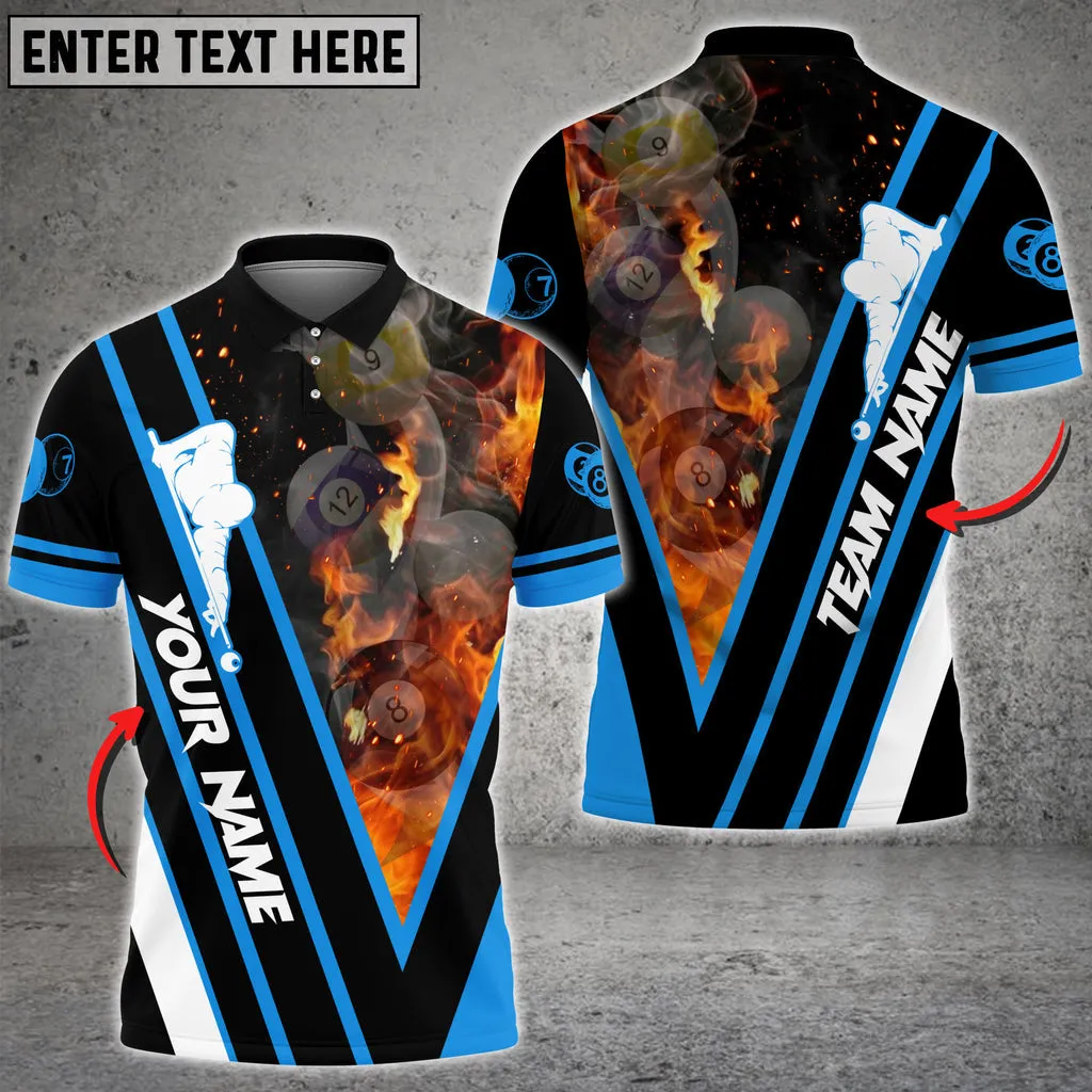 Coolspod Multi Color Billiards Flame Premium Customized Name 3D Polo Shirt