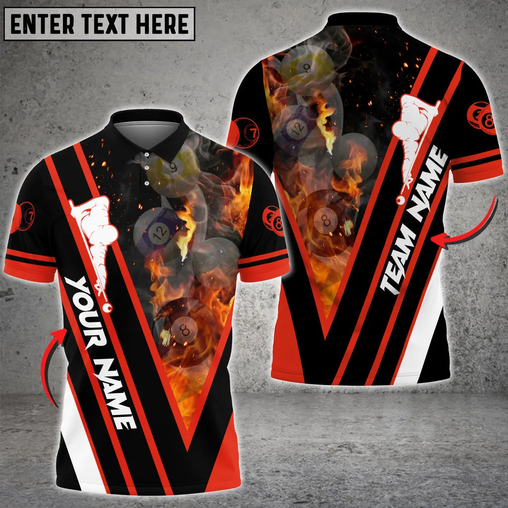 Coolspod Multi Color Billiards Flame Premium Customized Name 3D Polo Shirt