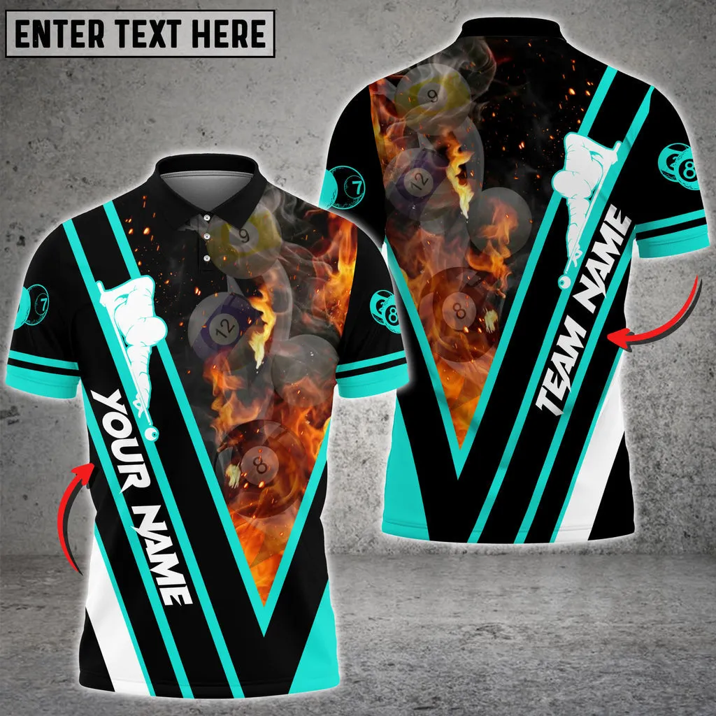 Coolspod Multi Color Billiards Flame Premium Customized Name 3D Polo Shirt