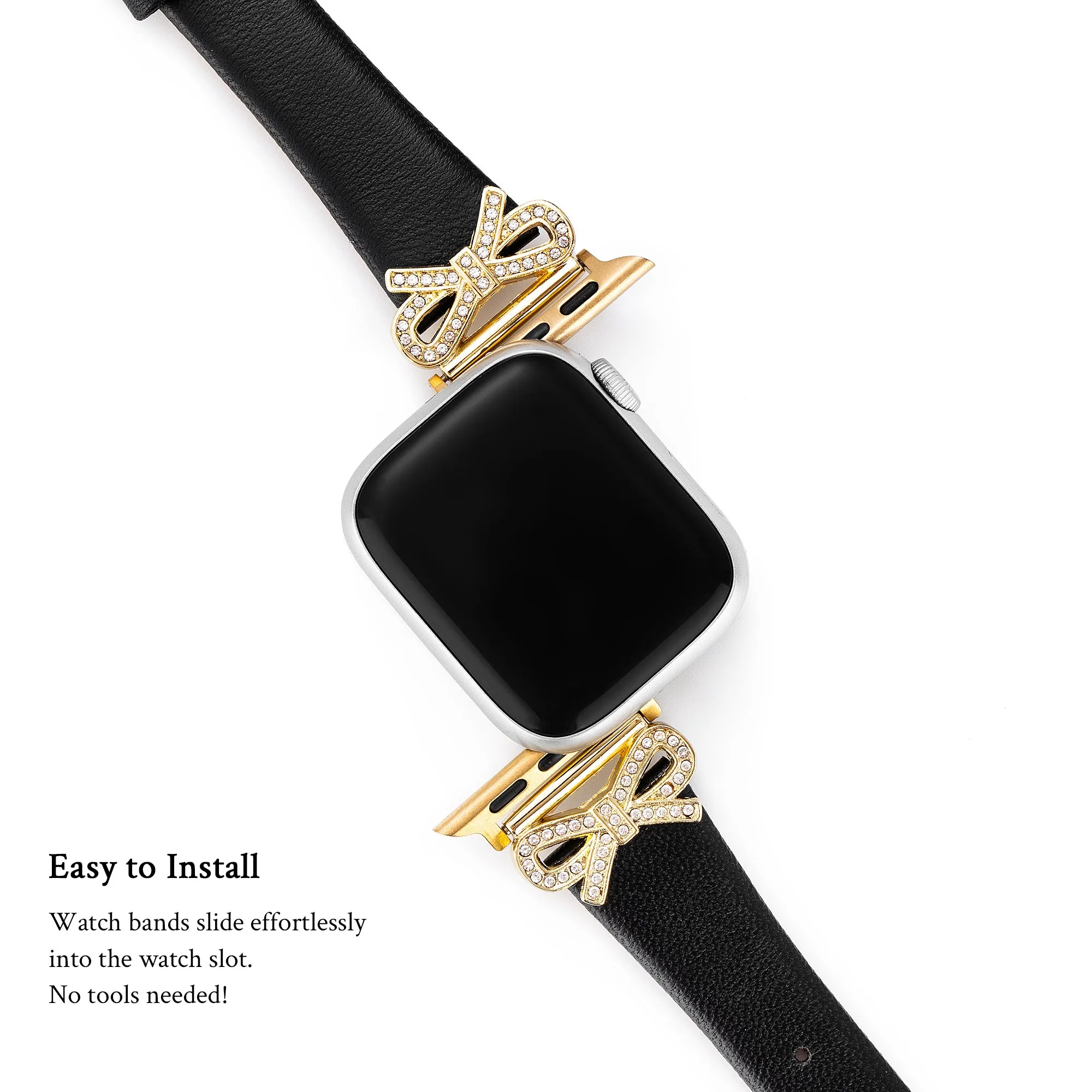 Crystal Bowknot Leather Watch Band