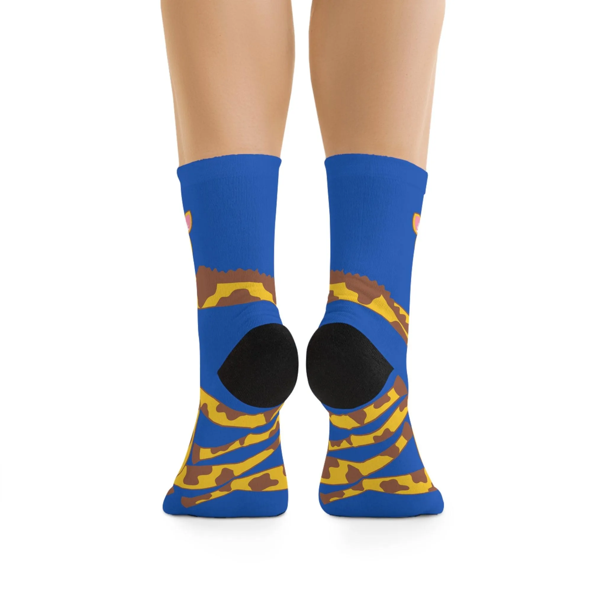 Curious Giraffe Blue Socks