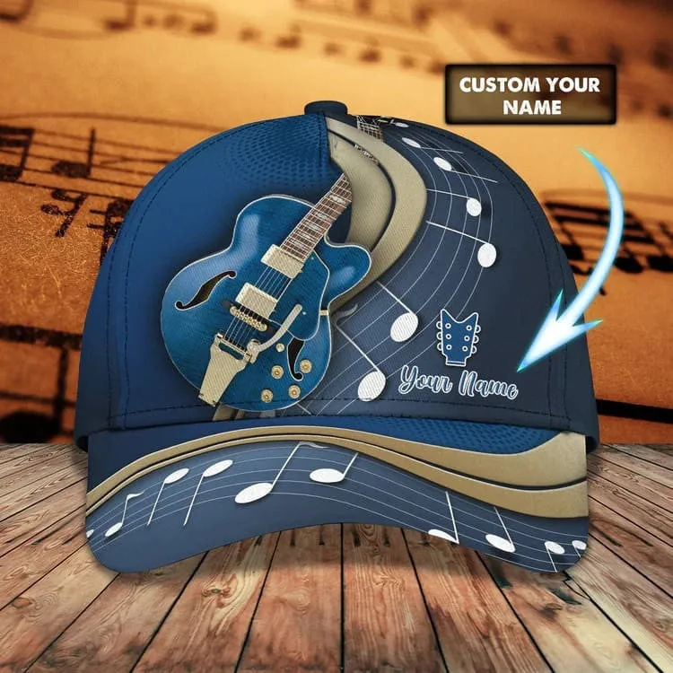 Customized Guitar Hat Custom Name Guitar Players, Guitar Baseball Cap for Boyfriend and Girlfriend Birthday
