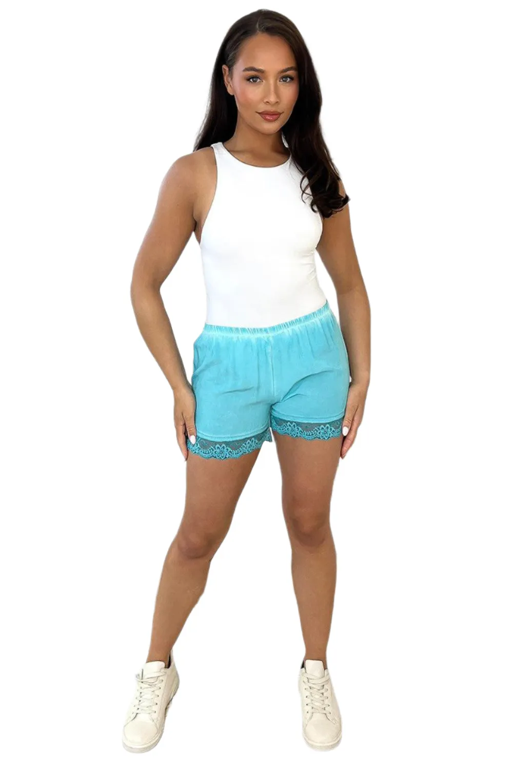 Lightweight Lace Hem Shorts