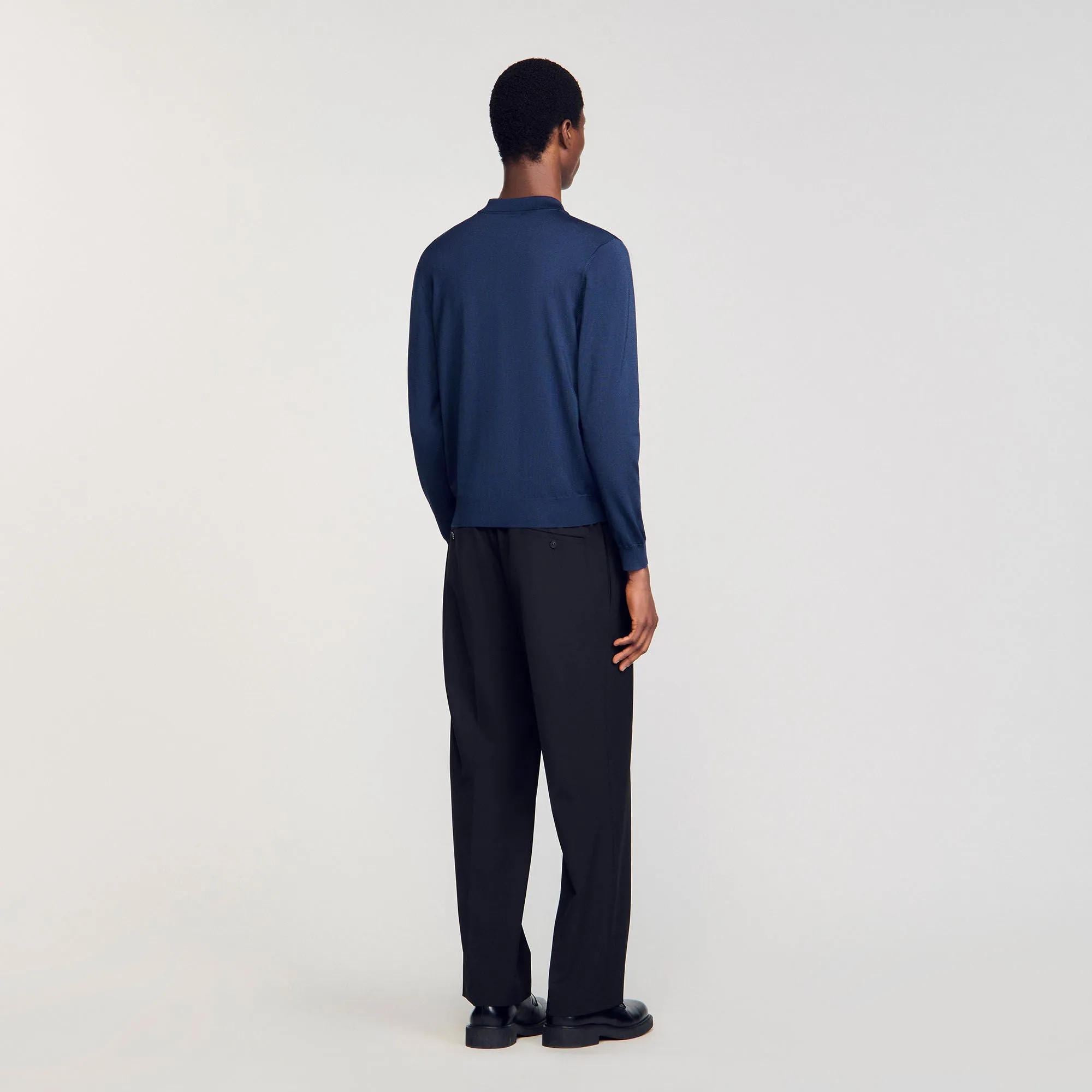New Polo Phoebe Ls Rib Knit Polo Shirt Royal Blue