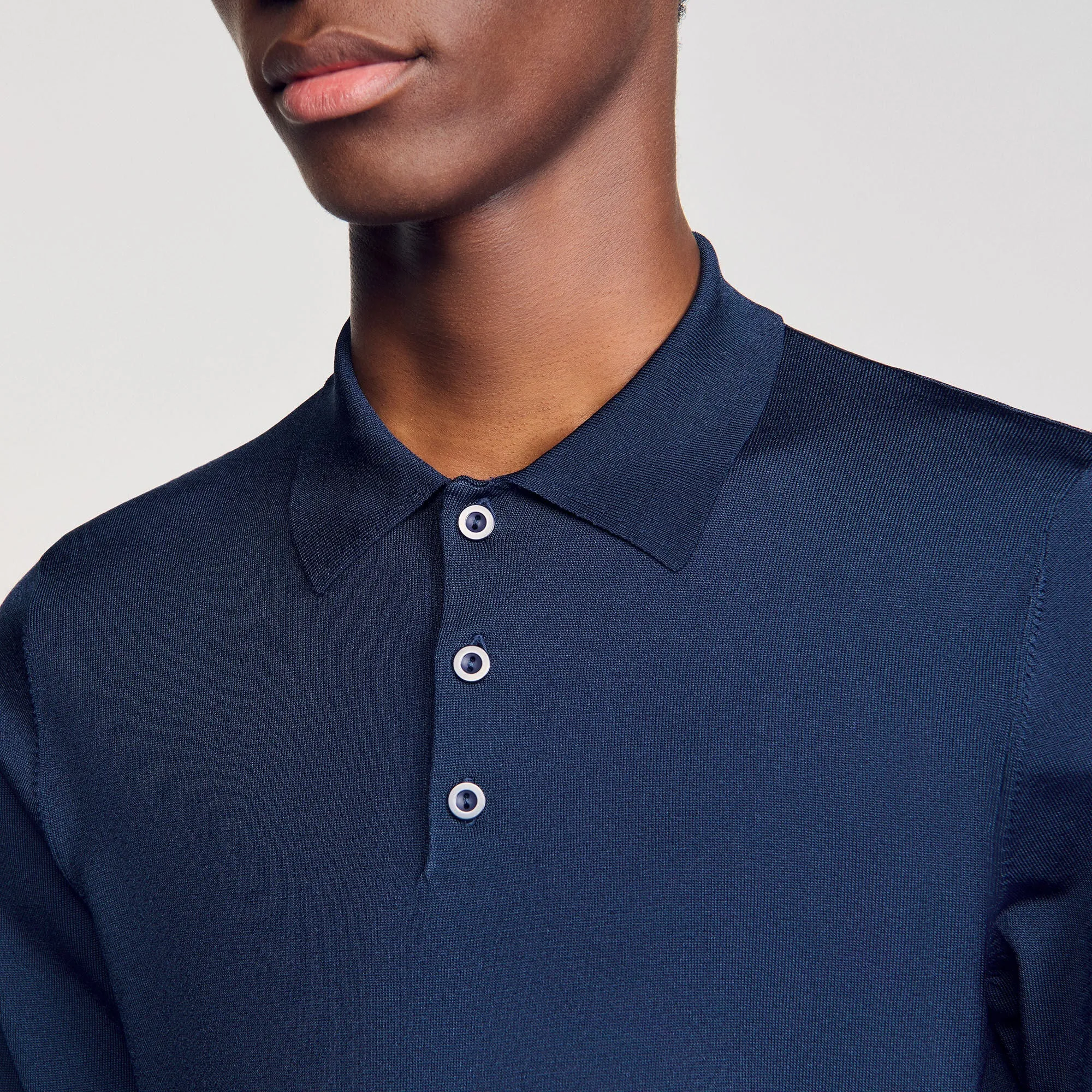 New Polo Phoebe Ls Rib Knit Polo Shirt Royal Blue