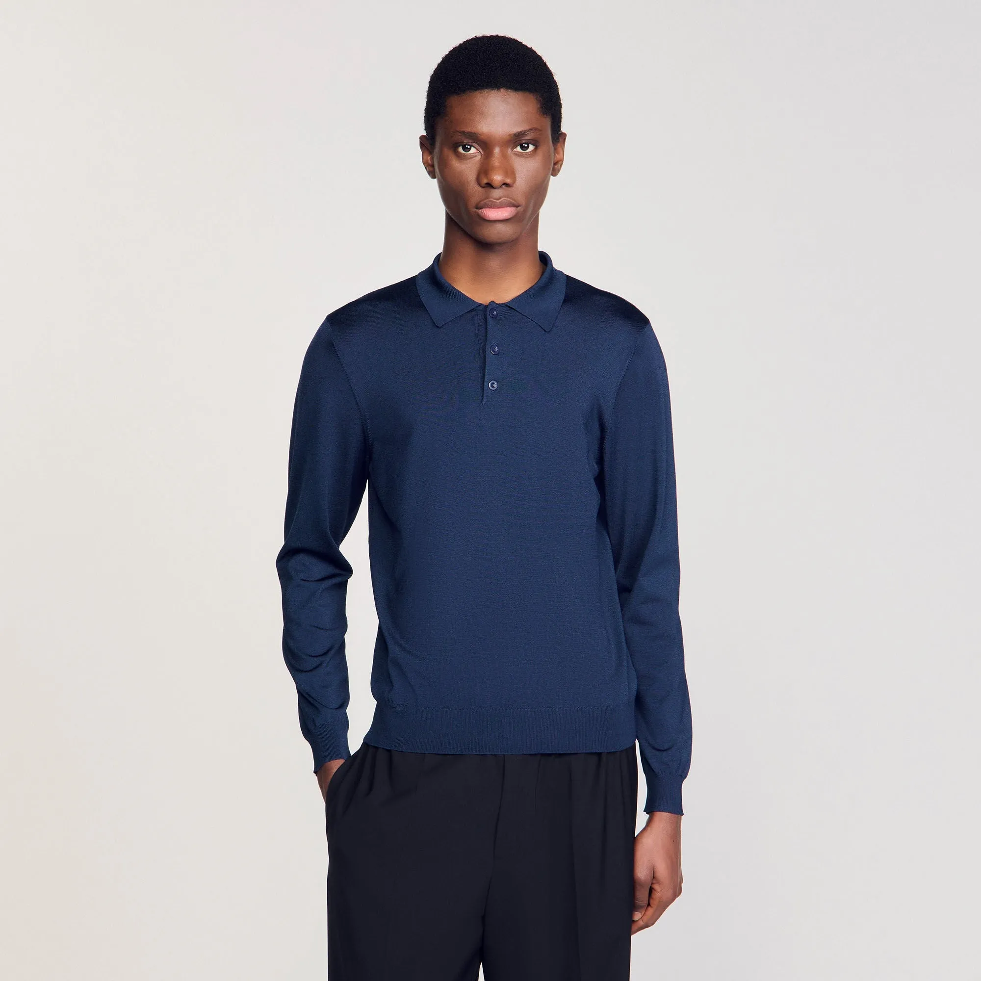 New Polo Phoebe Ls Rib Knit Polo Shirt Royal Blue