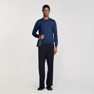 New Polo Phoebe Ls Rib Knit Polo Shirt Royal Blue