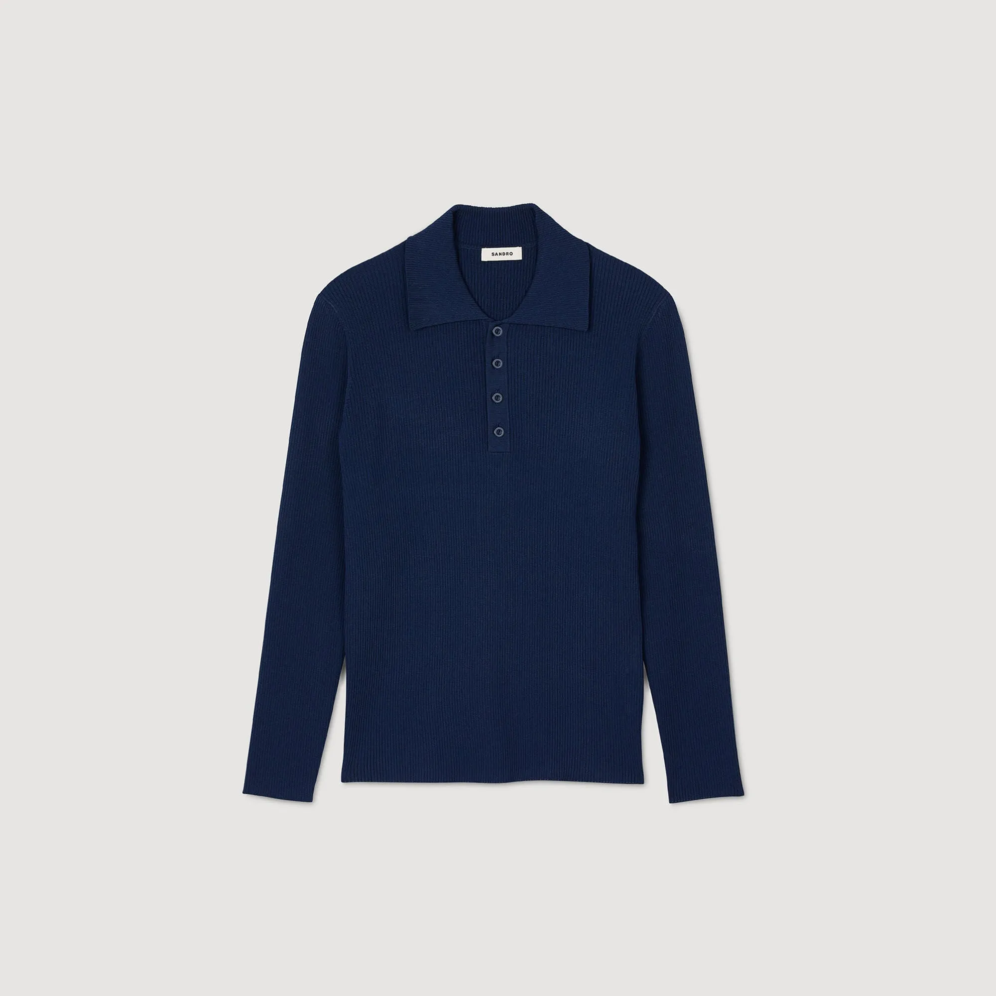 New Polo Phoebe Ls Rib Knit Polo Shirt Royal Blue