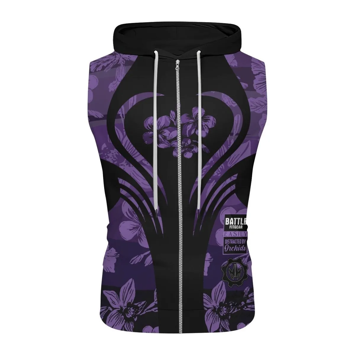 Orchid Series Floral Violet Heart Pattern Sleeveless Pullover & Zip Hoodie