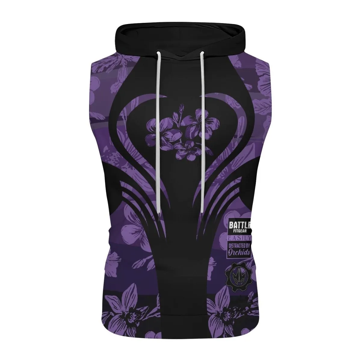 Orchid Series Floral Violet Heart Pattern Sleeveless Pullover & Zip Hoodie