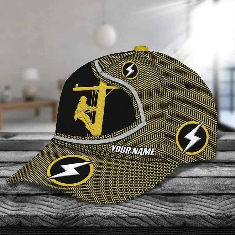 Personalized Lineman 3D Classic Cap for Him, Lineman Hat for Dad Birthday