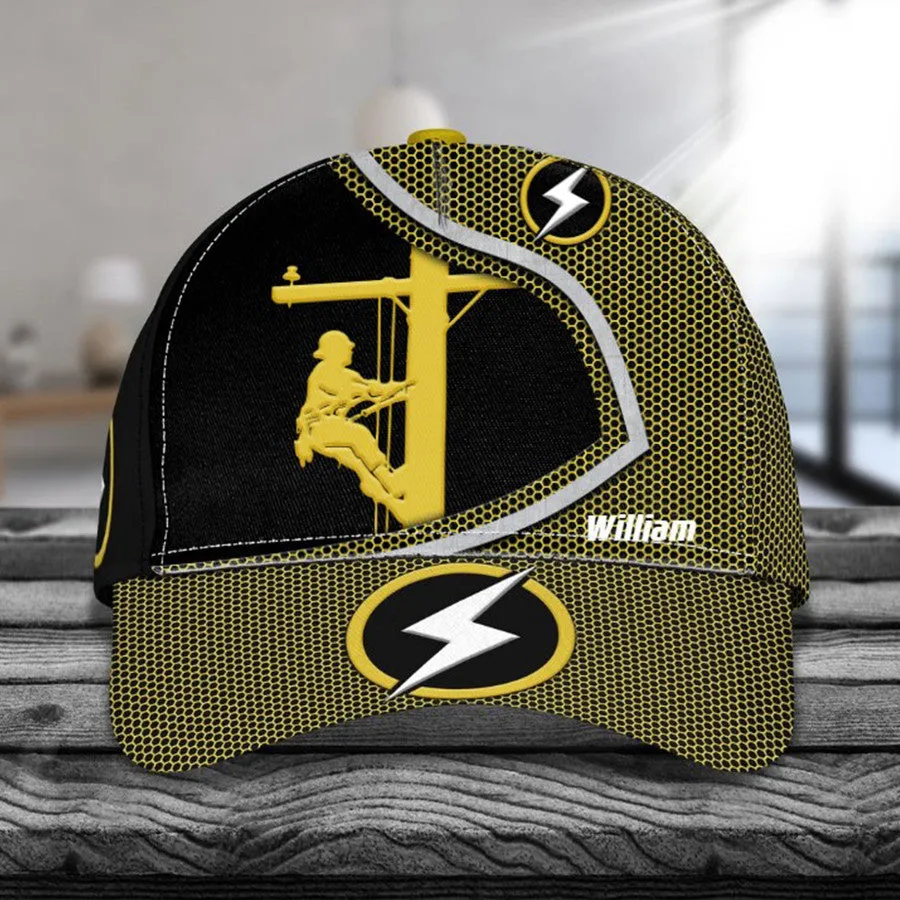 Personalized Lineman 3D Classic Cap for Him, Lineman Hat for Dad Birthday