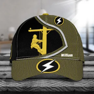 Personalized Lineman 3D Classic Cap for Him, Lineman Hat for Dad Birthday