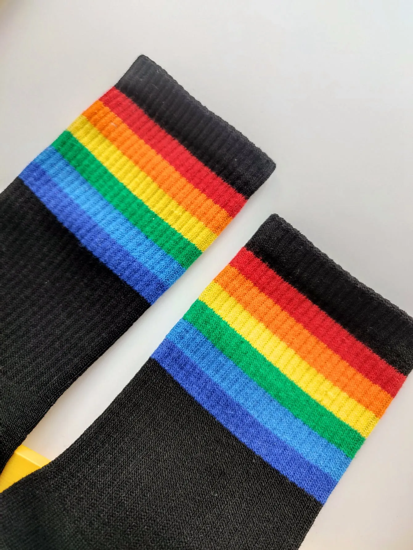 Rainbow Striped Black Socks for Women Fun Socks Funky Socks Novelty Socks