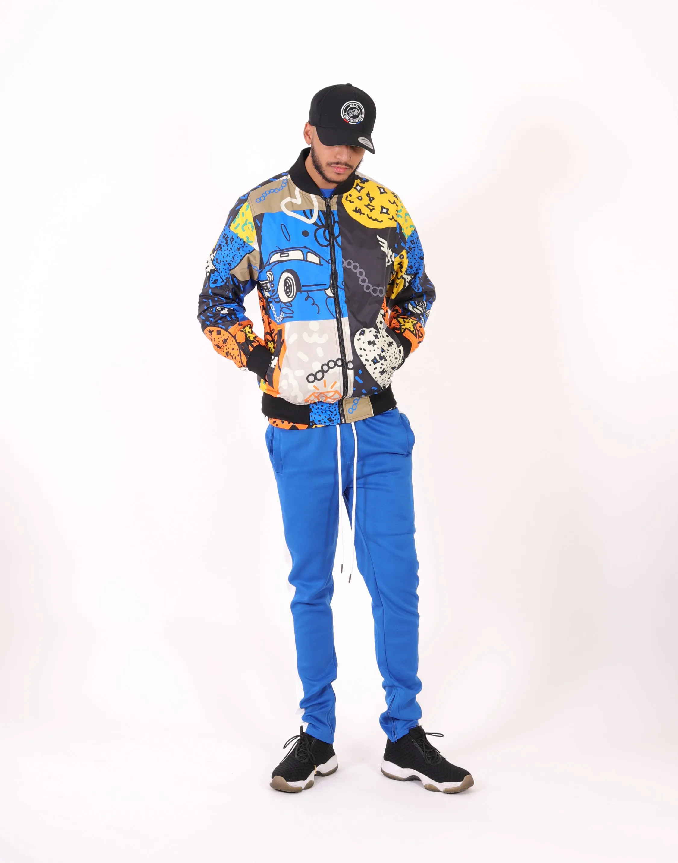 S51050-ANIMATION BOMBER JACKET (ROYAL/GEO)