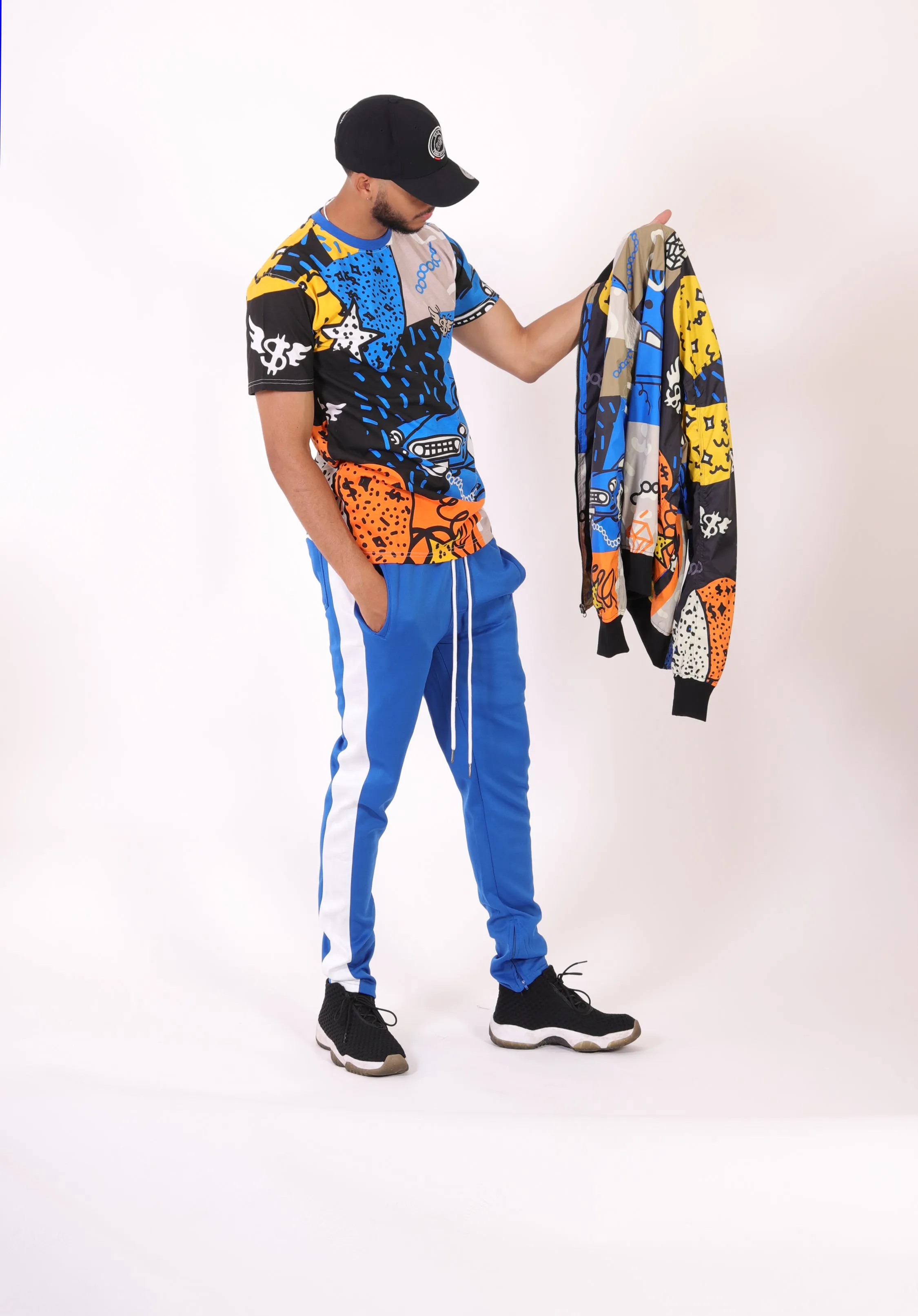 S51050-ANIMATION BOMBER JACKET (ROYAL/GEO)