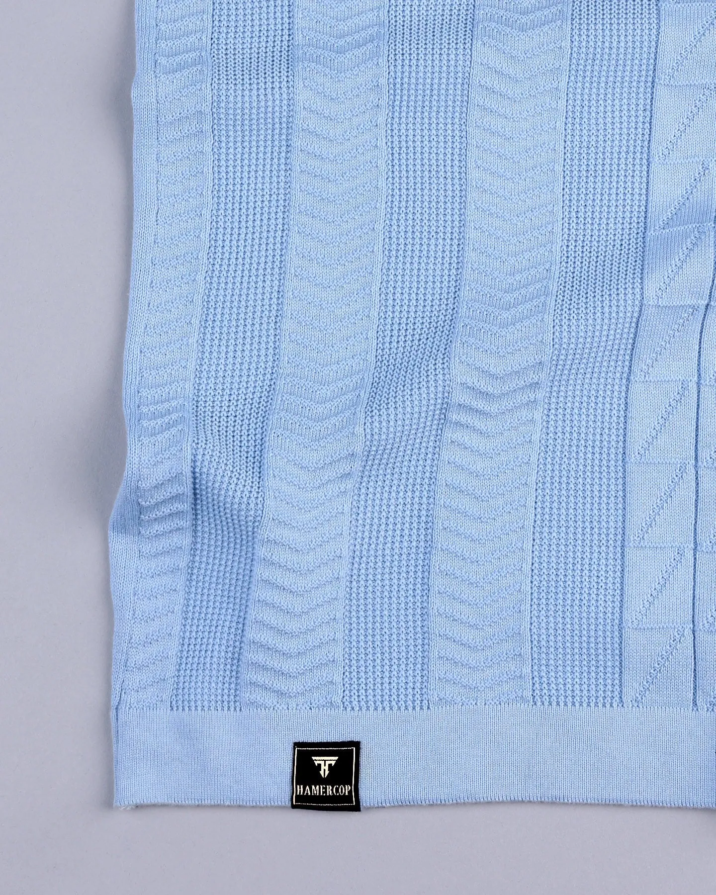 Wonder Ice Blue Knitted Cotton Polo T-Shirt