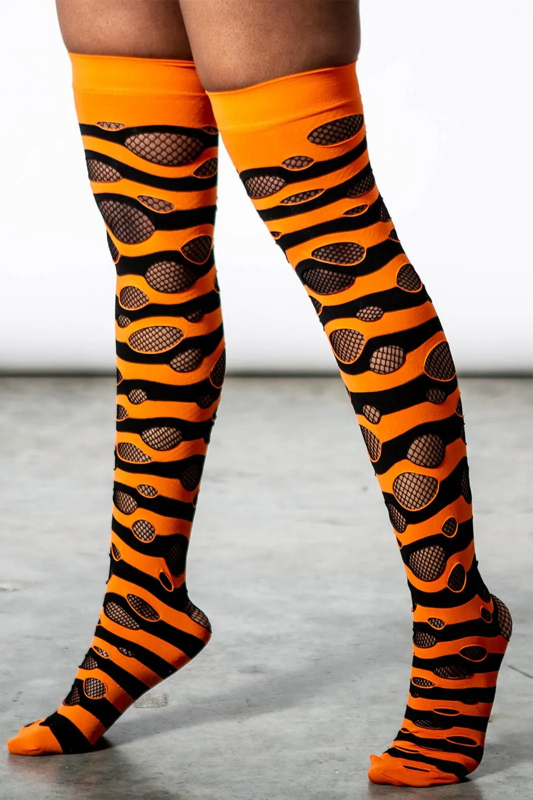 Wretched Soul Distress Socks - Black/Orange