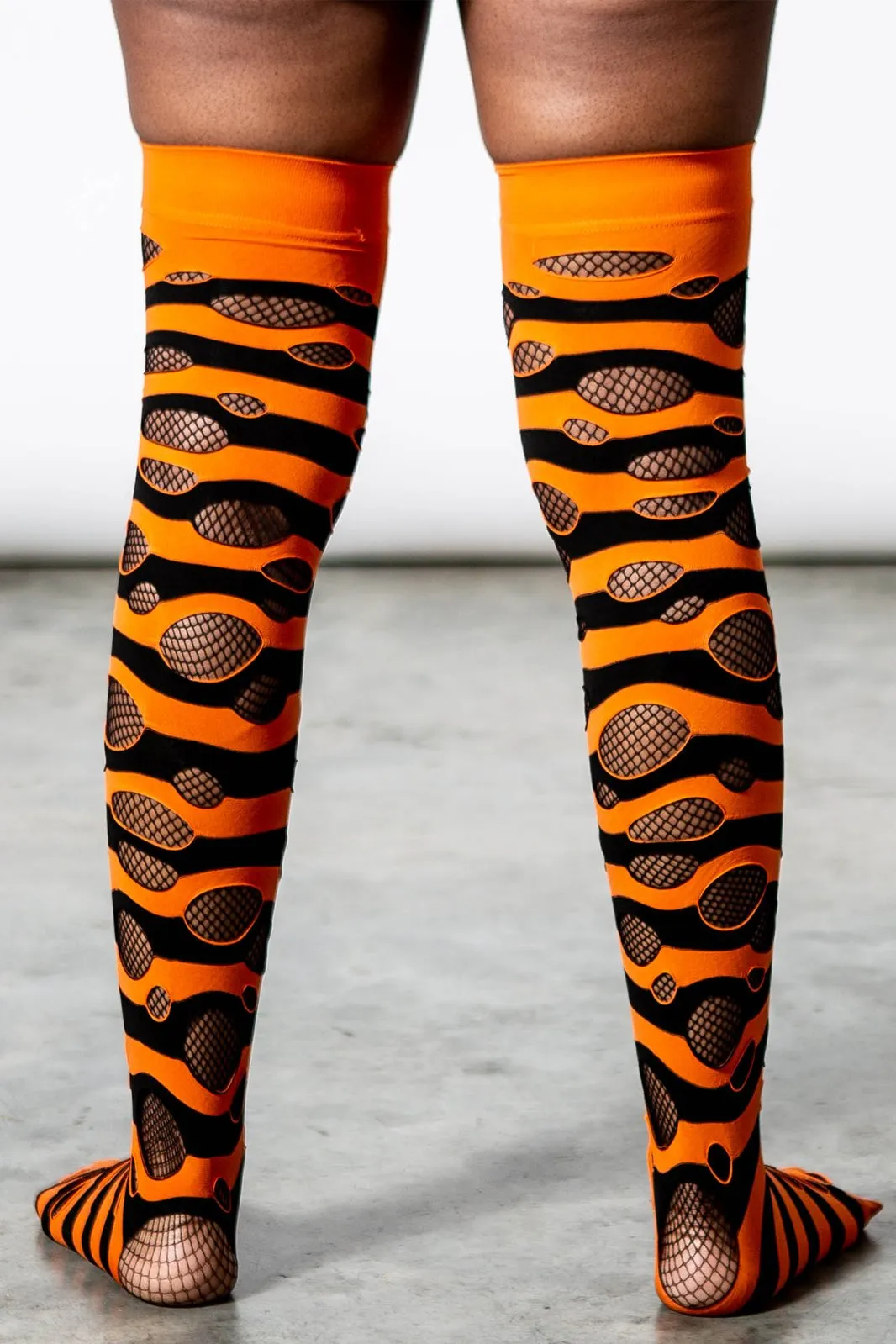 Wretched Soul Distress Socks - Black/Orange