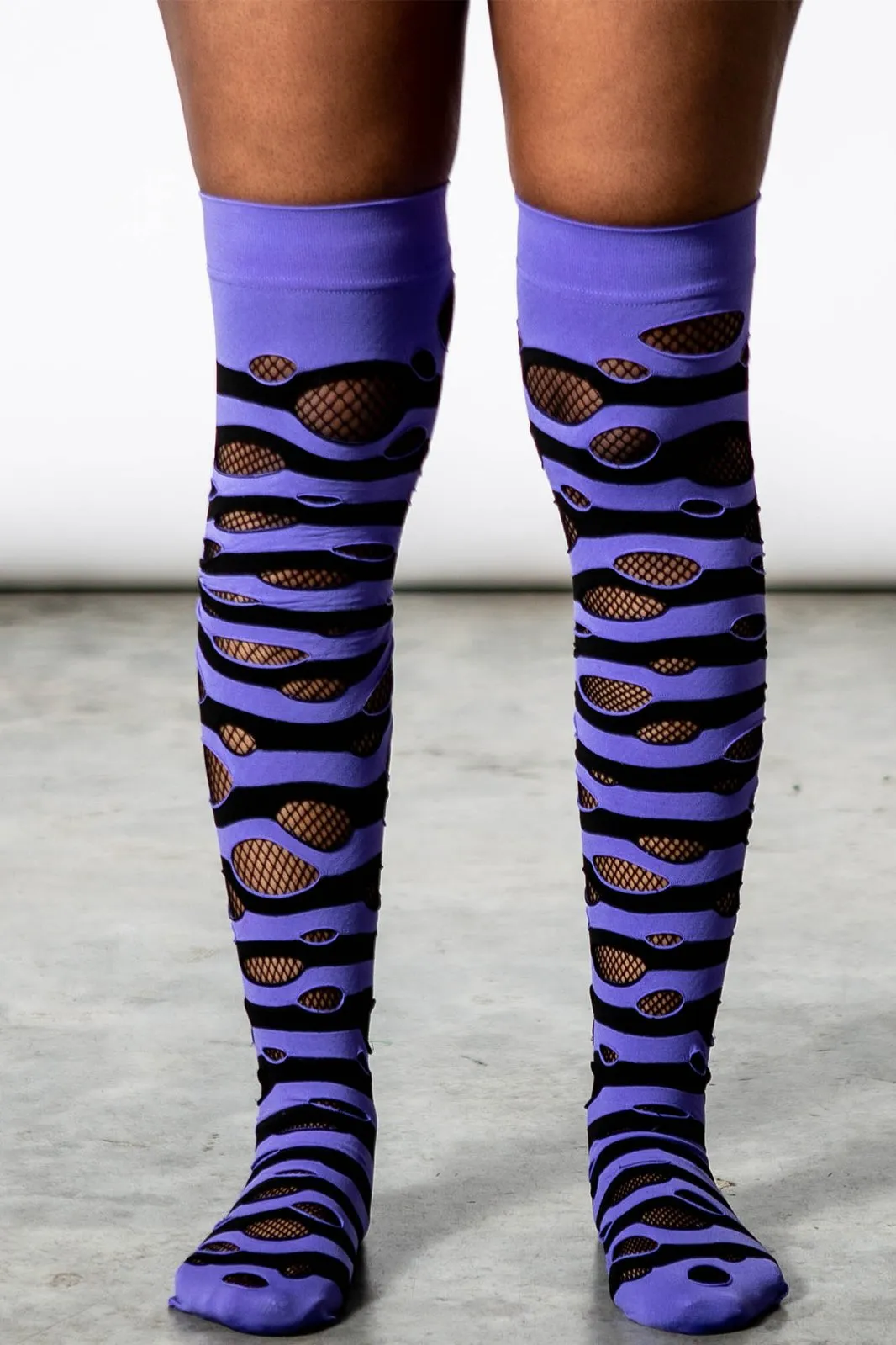 Wretched Soul Distress Socks - Black/Plum