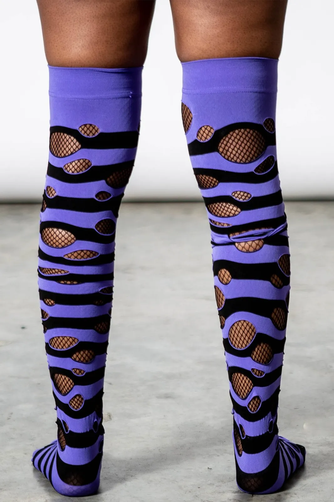 Wretched Soul Distress Socks - Black/Plum