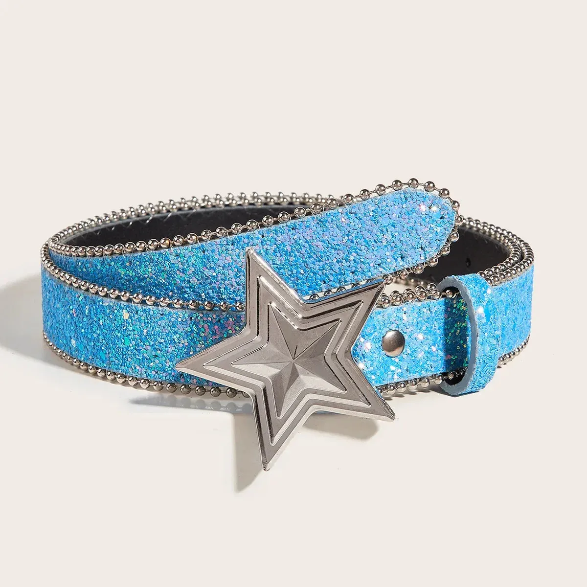 Y2K Star & Moon Rhinestone Buckle Belt