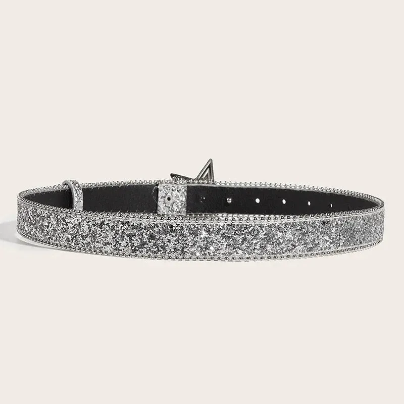 Y2K Star & Moon Rhinestone Buckle Belt
