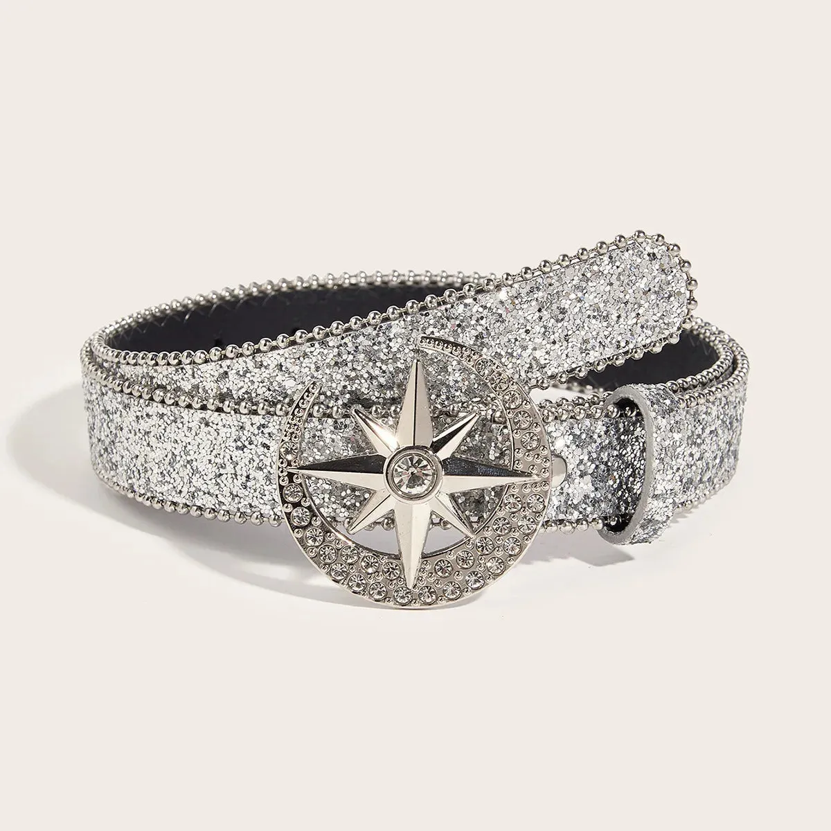 Y2K Star & Moon Rhinestone Buckle Belt