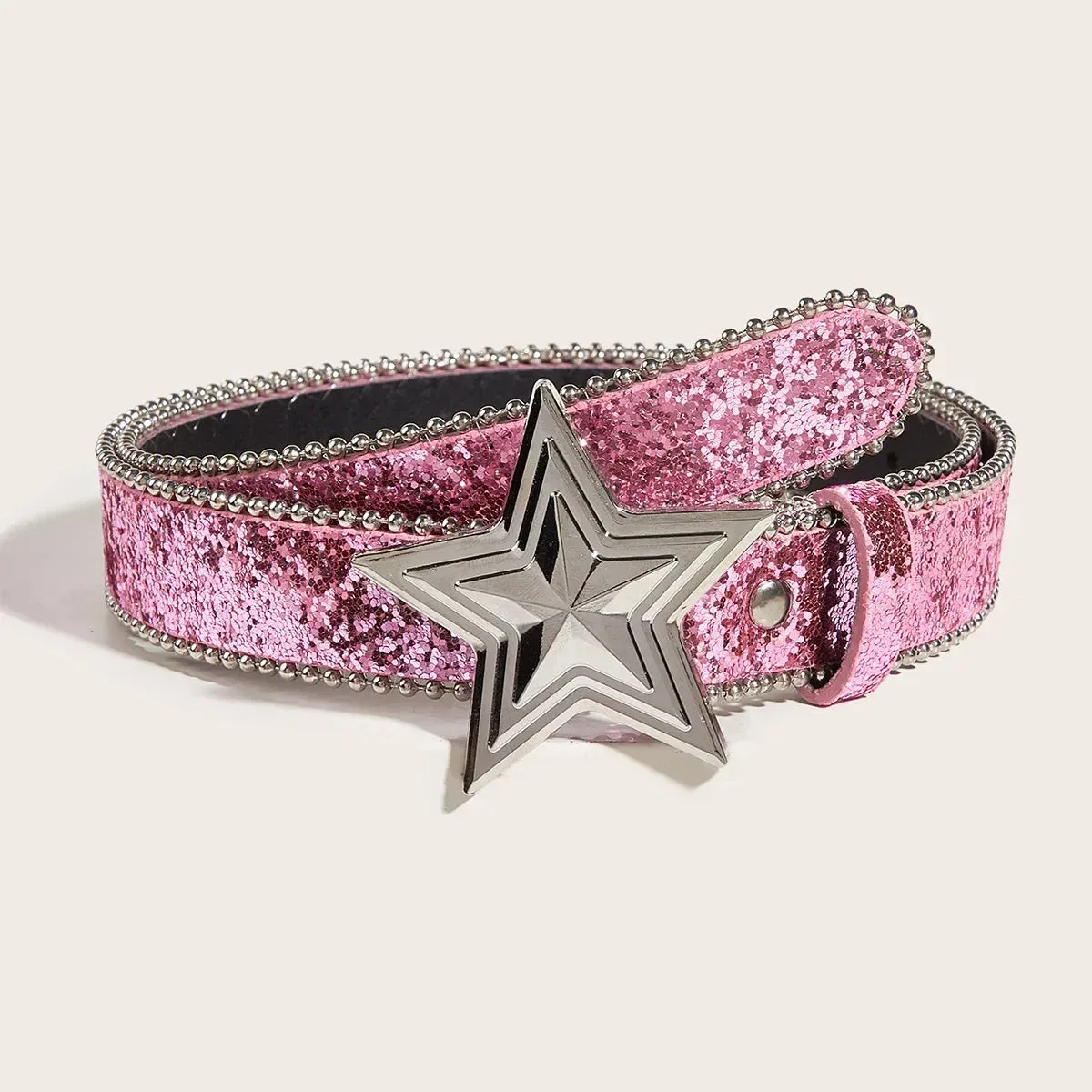 Y2K Star & Moon Rhinestone Buckle Belt