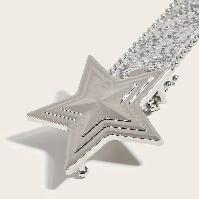 Y2K Star & Moon Rhinestone Buckle Belt
